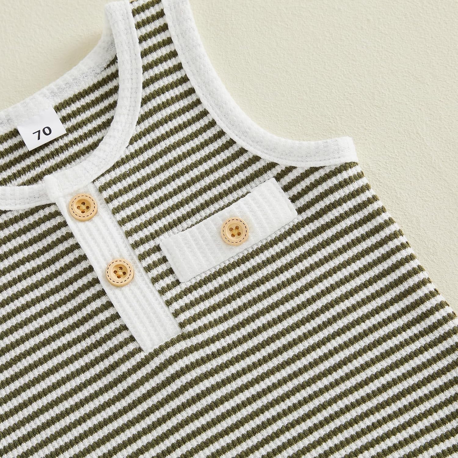 Kupretty Toddler Baby Boy Clothes 12 18 24 Month 2T 3T Summer Outfit Stripe Waffle Knit Sleeveless Vests Shirts Shorts Set - Image 5