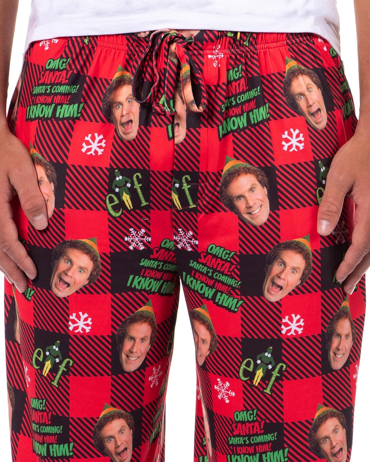Elf The Movie Men's Santa's Coming! Christmas Tossed Sleep Pajama Pants For Adults - Image 3