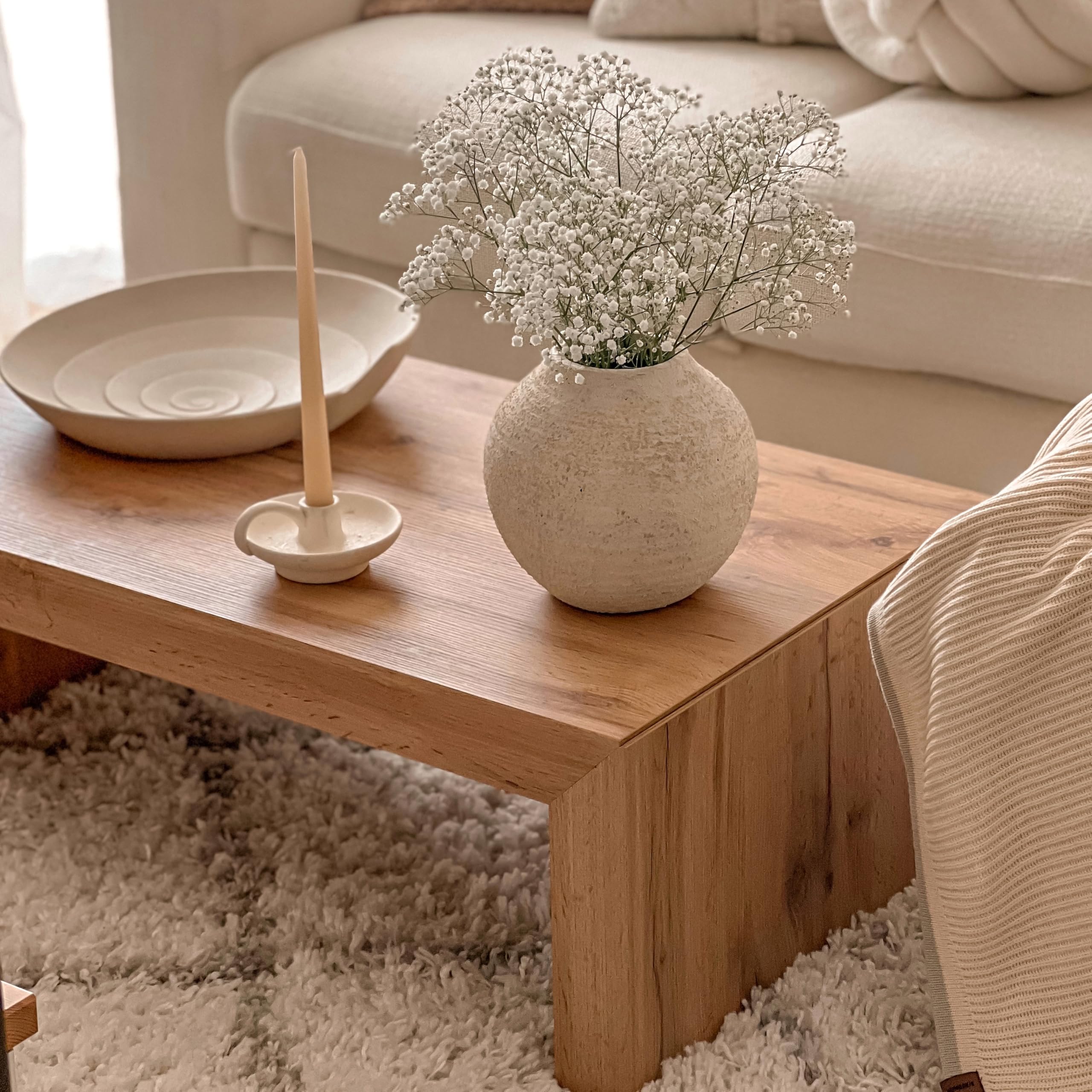MOBILI FIVER, Mesa de Centro Angelica Madera Rustica, mesita salón, mesita Auxiliar Baja, Made In Italy