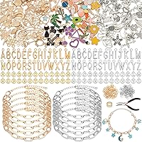 477PCS DIY Charm Bracelet Making Kit for Adults & Teens - Gold & Silver Charms, Alphabet Letters, Paperclip Chains, Jewelry Supplies