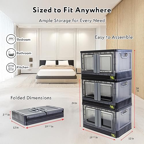 Miniatura 2 de dbest Products Quik Box - Contenedores de almacenamiento apilables de 8.4 galones con puertas, organizador plegable, contenedor plegable, para