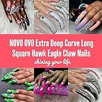 Vista 6 de NOVO OVO Halloween 500 piezas Puntas de uñas postizas curvas Hawk transparentes extra súper extremas de curva profunda y media, puntas de garra