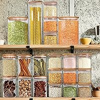 Vista 7 de Botes de vidrio Urban Green con tapas herméticas, juego de botes de vidrio herméticos, contenedores grandes de almacenamiento de alimentos con tapas