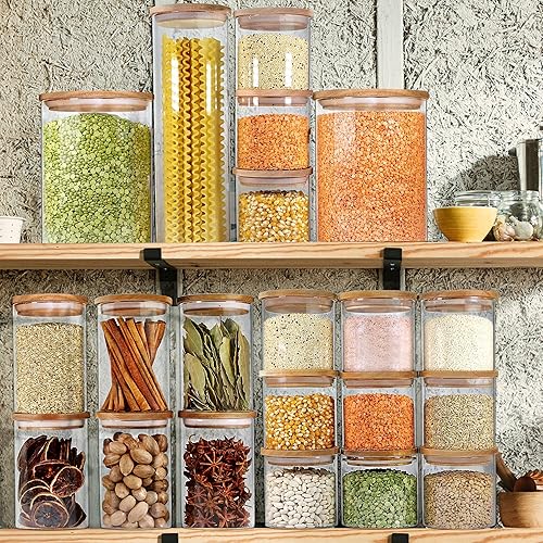 Miniatura 7 de Tarros de almacenamiento de vidrio con tapas de abrazadera de bloqueo herméticas, recipientes de vidrio herméticos con tapas de bloqueo, recipientes