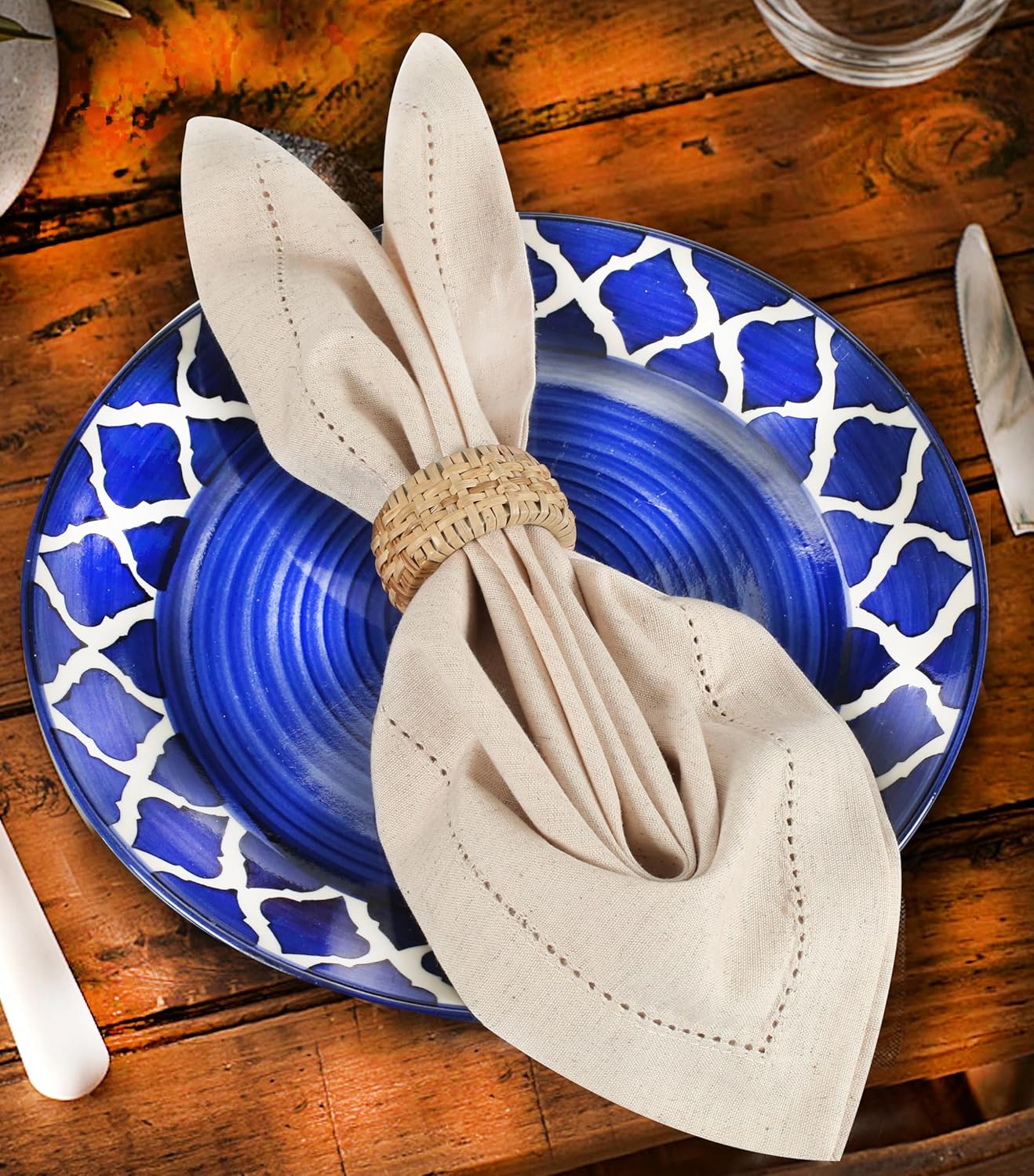 Flax Linen Christmas Cloth Napkins Set of 12 - Washable and Reusable Hemstitched Dinner Cloth Napkins Everyday, Hotel, Events, Parties, Christmas Napkin Cloth 18x18 Inch Natural Color - Image 4