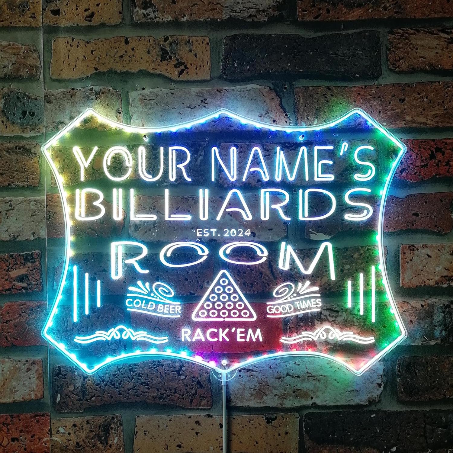 ADVPRO Personalized Your Name Billiards Room Game RGB Dynamic Glam LED Sign - Cut-to-Edge Shape - Smart 3D Decoration - Multicolor Signage st06s64-fnd-pj1-tm-c