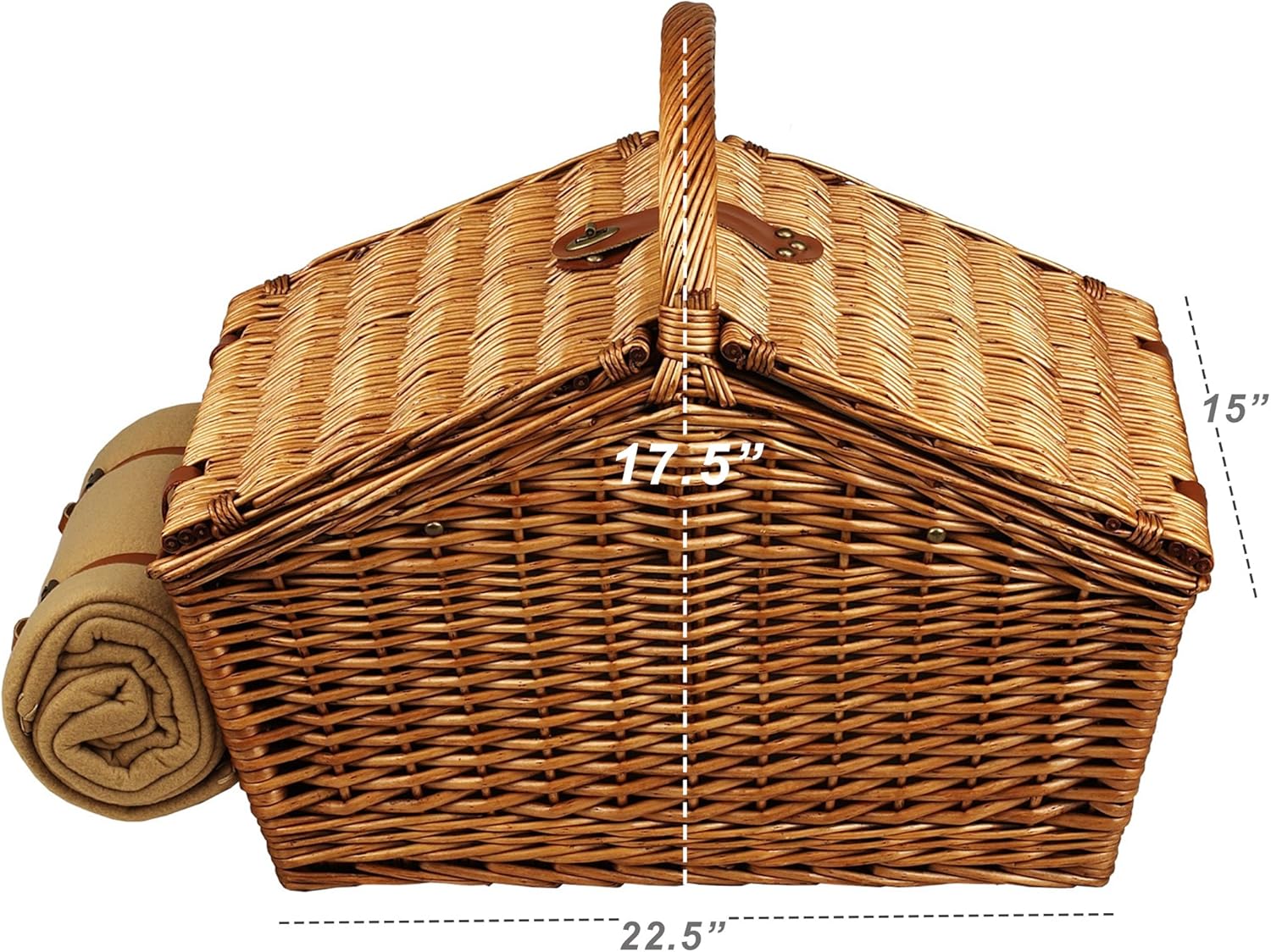 Picnic at Ascot Huntsman English-Style Willow Picnic Basket with Service for 4 and Coffee Set - Gazebo