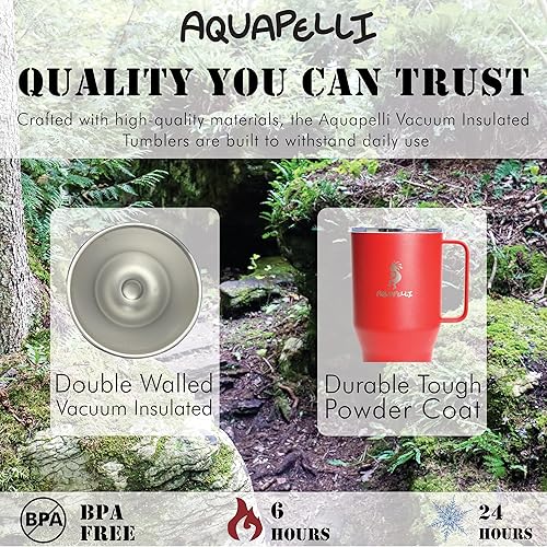 Miniatura 6 de Aquapelli Vaso aislado al vacío con asa, 40 onzas, rojo pompeyano