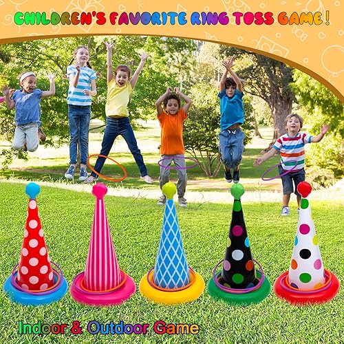 Miniatura 5 de Juego inflable de lanzamiento de anillos, juegos de fiesta de cumpleaños, juego de lanzamiento de anillos para niños y adultos, decoración de fiesta
