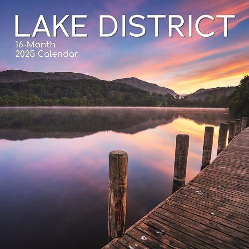 2025 Square Wall Calendar, Lake District, 16Month Scenic Britain Theme