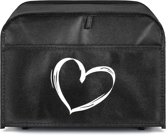 kwmobile Cover Compatible with 2 Slice Toaster - Cover for Toaster - Brushed Heart White/Black