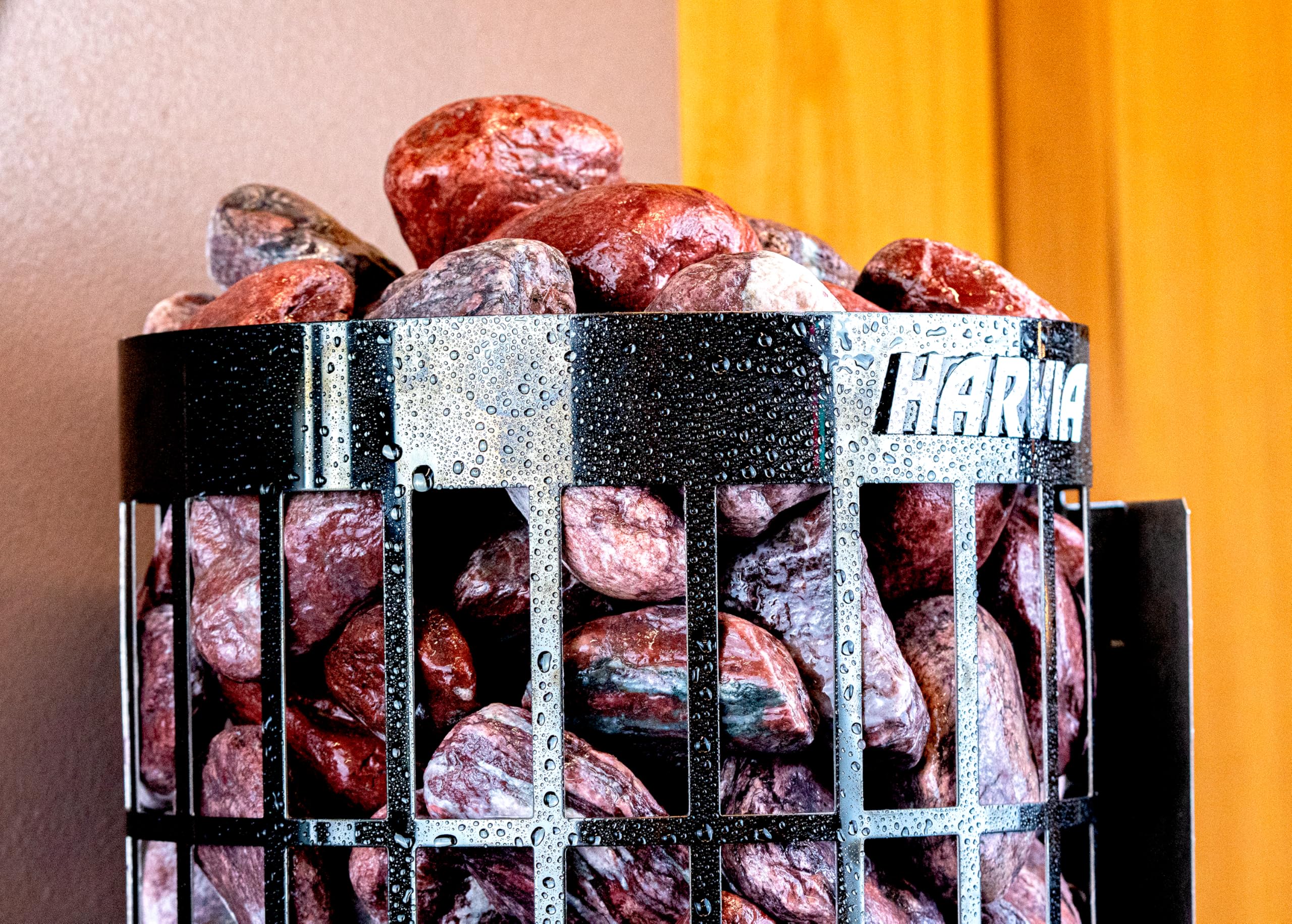 Pierres de sauna - Jaspe rouge - 15 kg - Arrondies, 3 à 5 cm - Grande conservation de la chaleur - Aspect esthétique - Pour poêles électriques