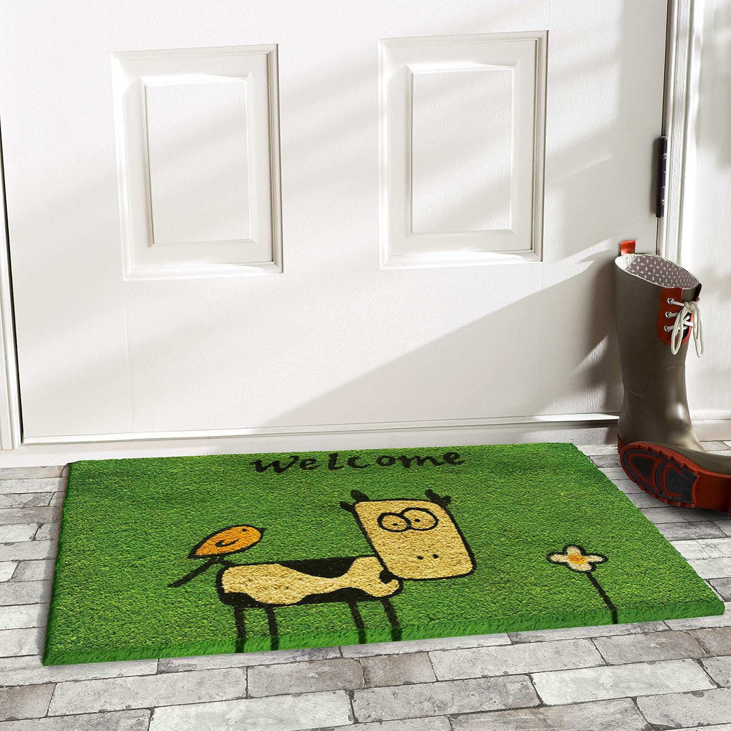 Calloway Mills Cute Cow 17"x29" Coir with Vinyl Backing Doormat
