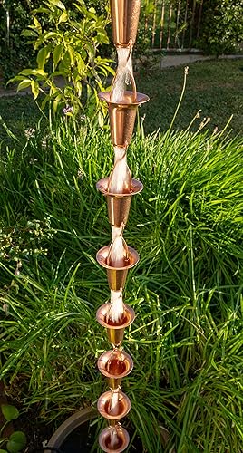 Miniatura 5 de Stanwood Rain Chain Cadena de lluvia de cobre en forma de campanataza, 8 pies