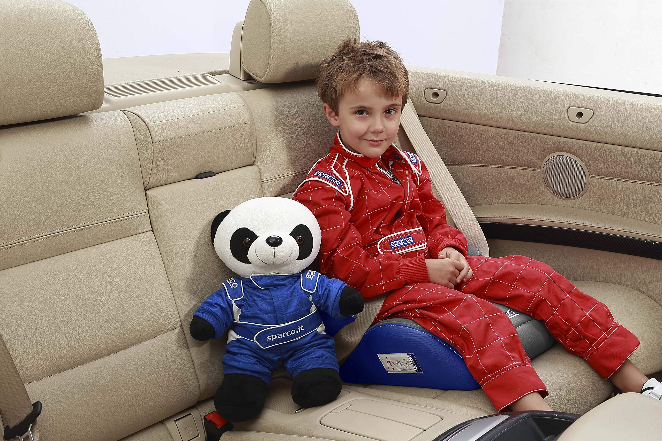 SPARCO Rehausseur de siège Auto pour Enfants Gris et Bleu Groupe 3 pour garçons et Filles. Homologué ECE R44/04 22-36 kg. avec Housse Lavable de 3 cm. Fabriqué en ABS Haute résistance