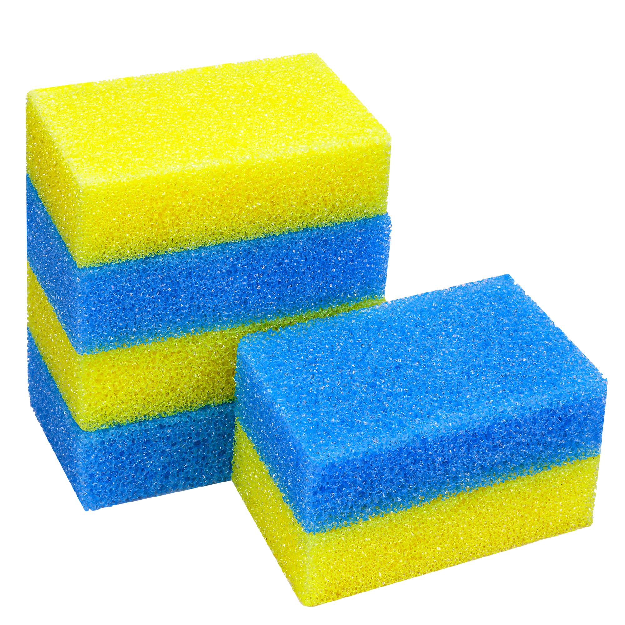 6 Pcs Bug Scrubber Sponge- Reusable Car Tar Remover Wash Sponge- Cleaning Scrub Sponges for Car Detailing (Yellow & Blue)