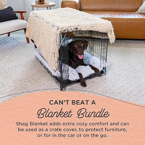 Miniatura 4 de Best Friends by Sheri The Original Calming Shag Donut Cuddler - Juego de cama para perros y gatos + manta para mascotas, color gris pardo, tamaño S,