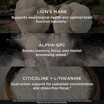The Genius Brand Genius Mood+Focus - Nootropic Supplement with Organic Lions Mane, Alpha GPC & More for Brain Health - Memory Support & Focus Support - Non-GMO - 90 Veggie Capsules