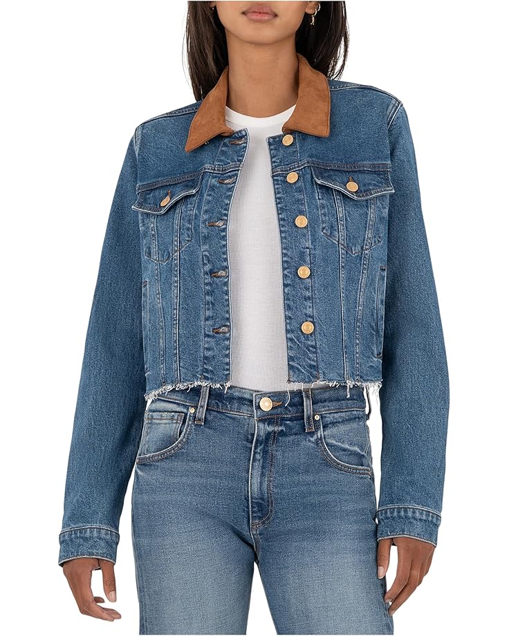 KUT from the Kloth Kerry Cropped Jacket-raw Hem Contrastcollar - Main View