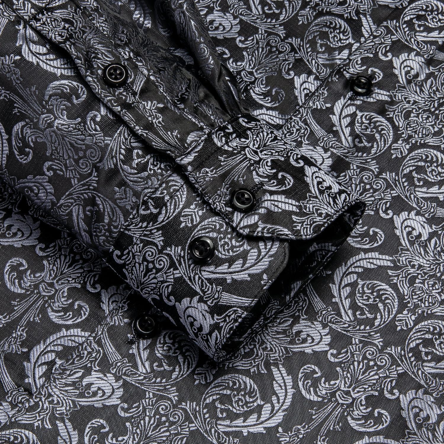 Hi-Tie Silk Mens Paisley Dress Shirts Casual Long Sleeve Button Down Regular Fit Shirts Formal Wedding Party Business - Image 6