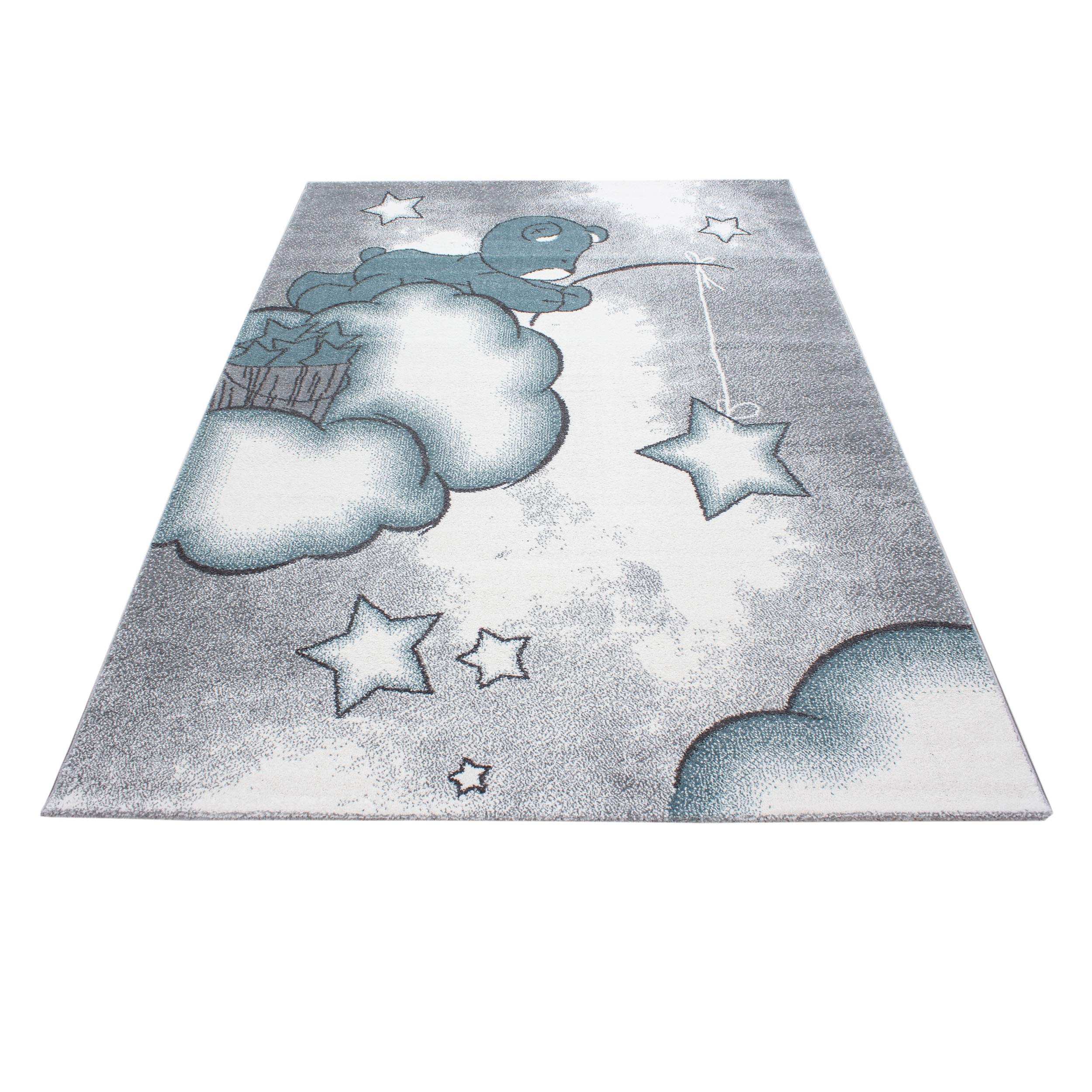 Teppium Tapis pour Enfants avec Motif Ours, Doux et Confortable, pour Chambre de bébé, Salle de Jeux, Chambre d'enfant, à Poils Courts, Moelleux Taille: 160 x 230 cm, Couleur: Bleu-5