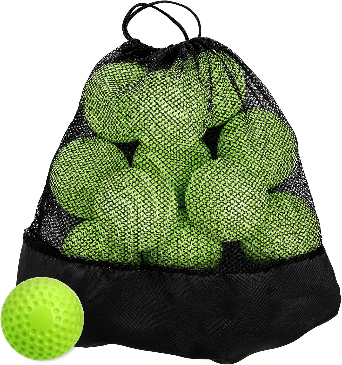 Tebery 12 Pack Green Dimpled Baseballs, 9-Inch Pitching Machine Baseballs for Hand-Eye Coordination, Hitting and Fielding Practice