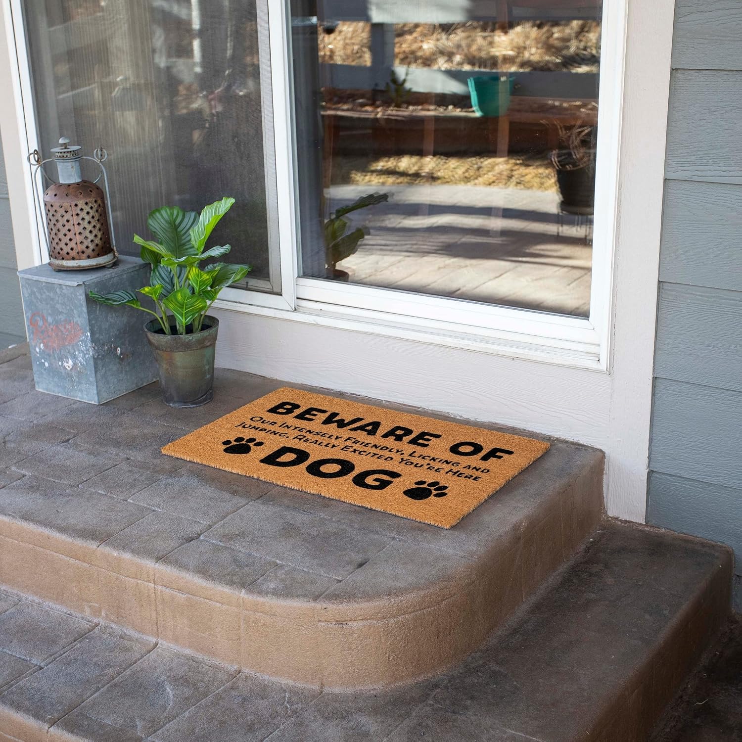 BIRDROCK HOME Beware of Dog Doormat - Funny Welcome Mat for Front Door, Porch, Patio, Entry, Garage, Backdoor - Indoor Outdoor Entrance Rug, Thin Floor Mat for House, Home, Exterior - 18 x 30 Inch
