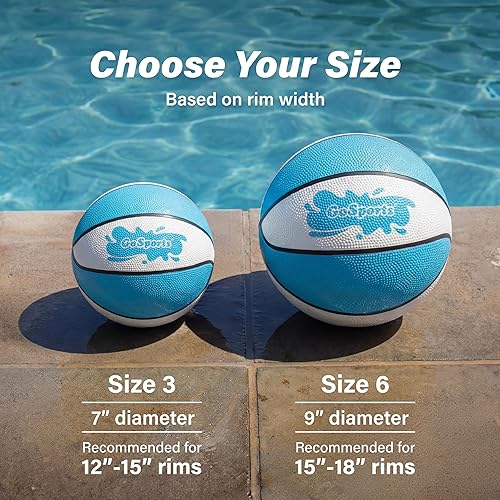 Miniatura 3 de GoSports Water Basketballs 2 Pack - Choose Between Size 3 and Size 6, Great for Swimming Pool Basketball Hoops