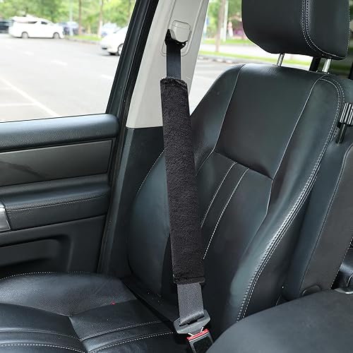 Miniatura 17 de Amooca Funda universal para cinturón de seguridad de piel sintética suave para automóvil, camión, SUV, avión, almohadilla para cinturón de seguridad