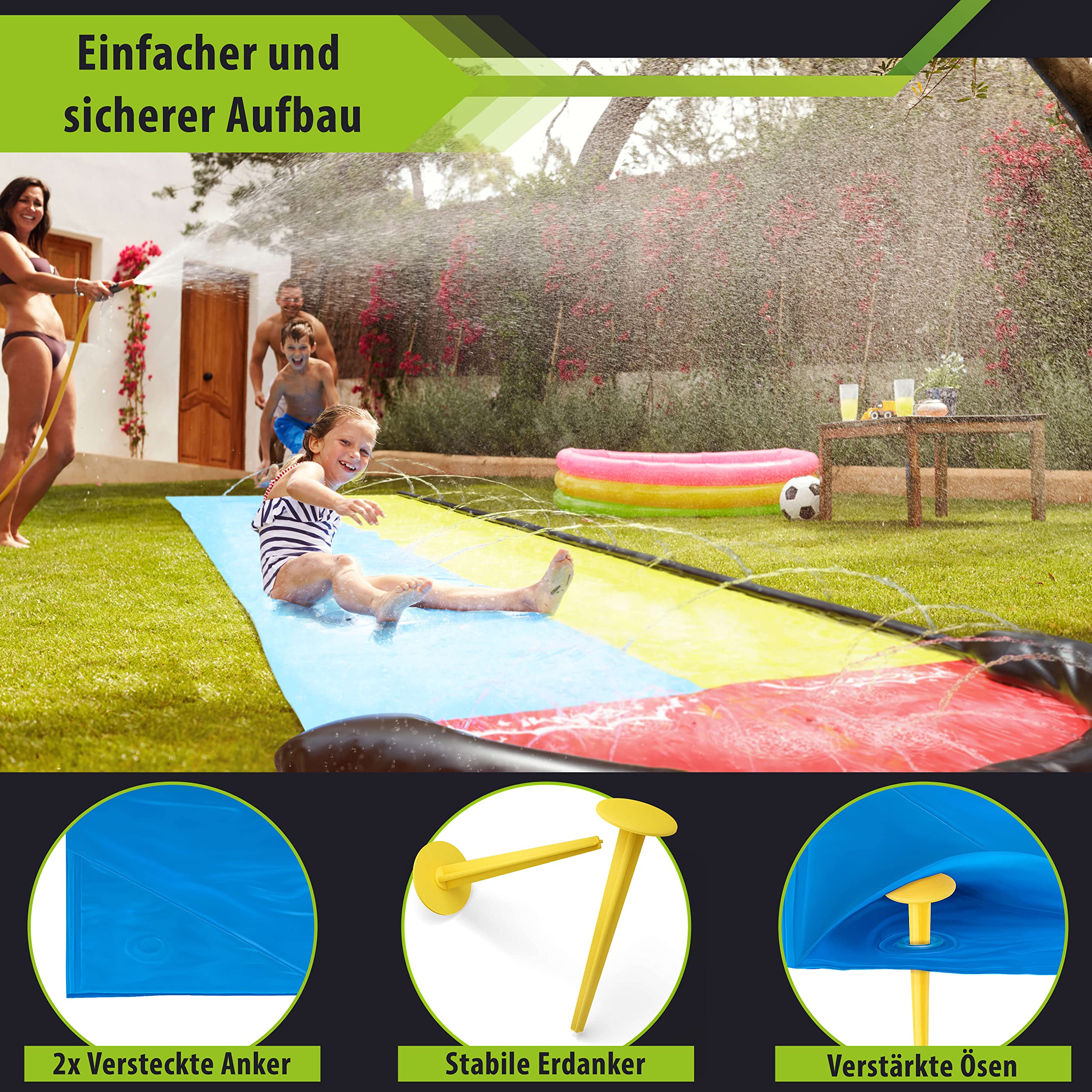Balinco Water Slide I Double Water Slide I Water Slide I Waterslide I Water Slide I Length 4.80 m x Width 1.40 m I Including 2x Surfboard I Summer I Outdoor I Fun I Toys for Adults & Kids - Image 3