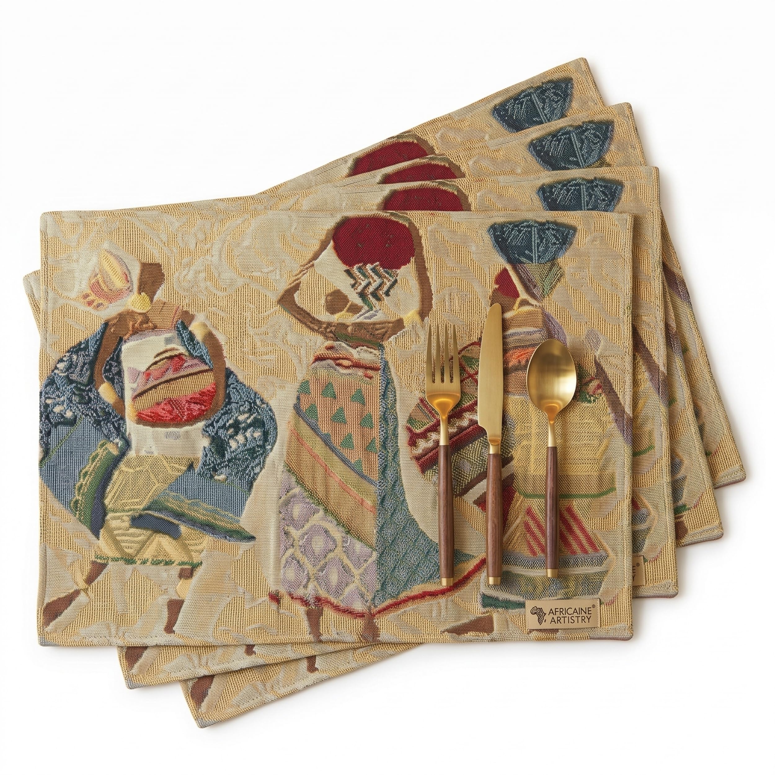 DaDa Bedding Dancing Women Tapestry Dining Table Placemats - Set of 4-Pieces