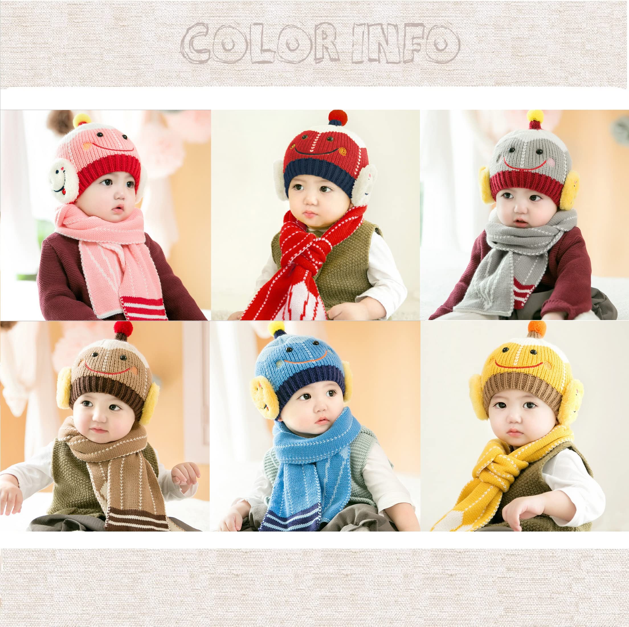 Zeki Baby Boys & Girl's Winter Warm Knitted Cartoon Design Beanie Cap with Knitted Muffler Scarf Set (Pink)-(1-3Years) 4