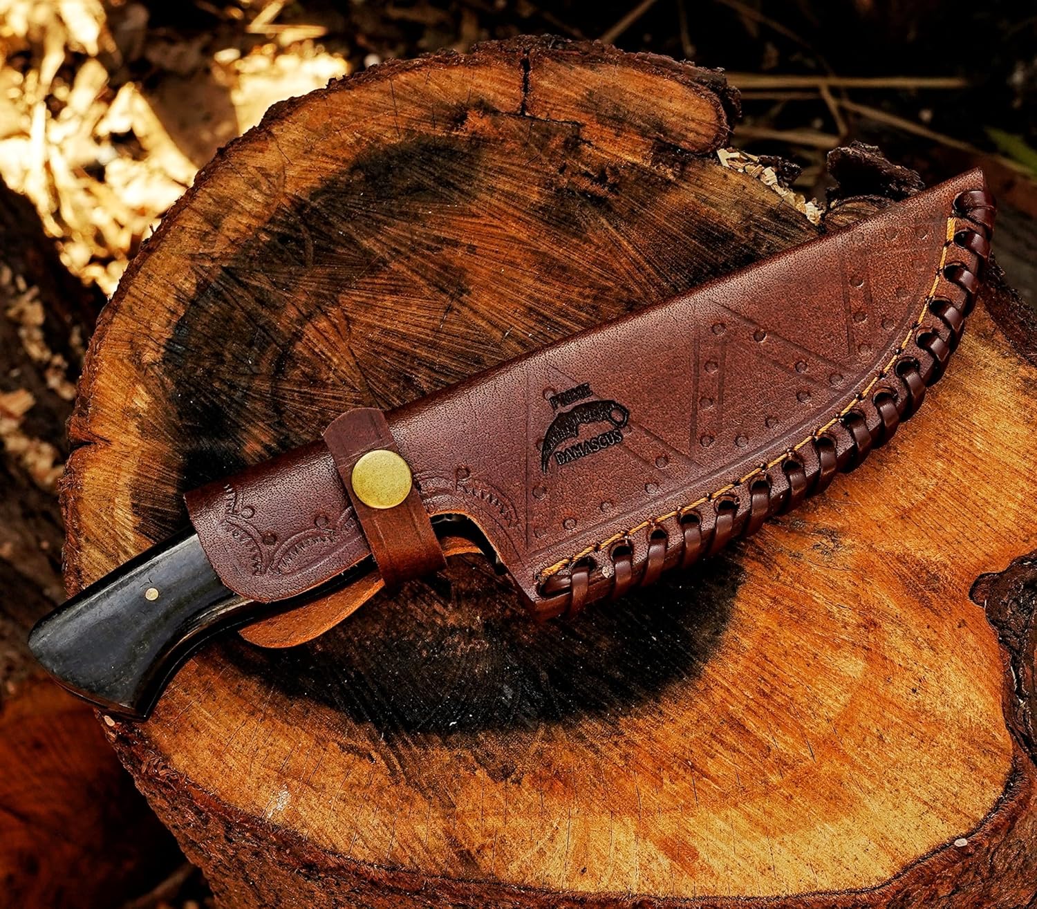 Handmade Skinning Hunting Knife With Leather Sheath- Full Tang Cool Knives For Outdoor Camping- Best Outdoorsman Gift