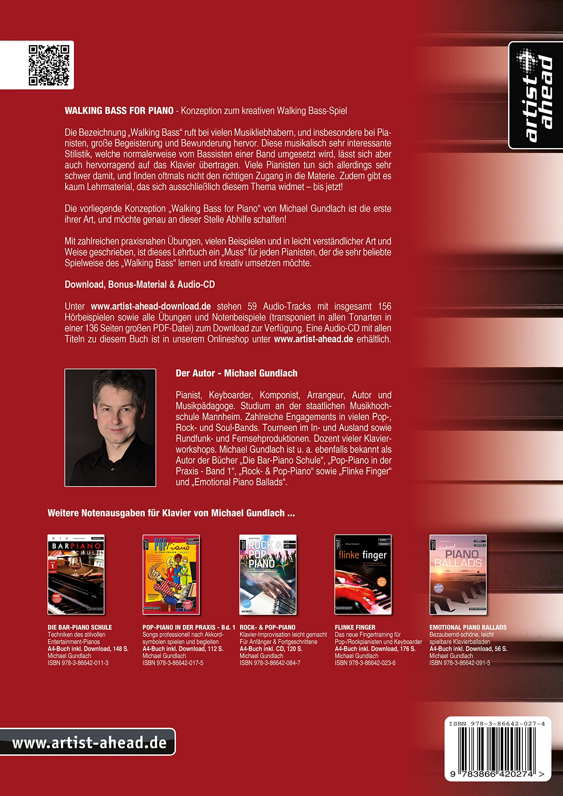 Walking Bass for Piano: Konzeption zum kreativen Walking Bass-Spiel (inkl. Download). Lehrbuch für Klavier. Klavierschule. Klavierstücke. ... Walking Bass Spiel. Gebundene Ausgabe – 6. Dezember 2017