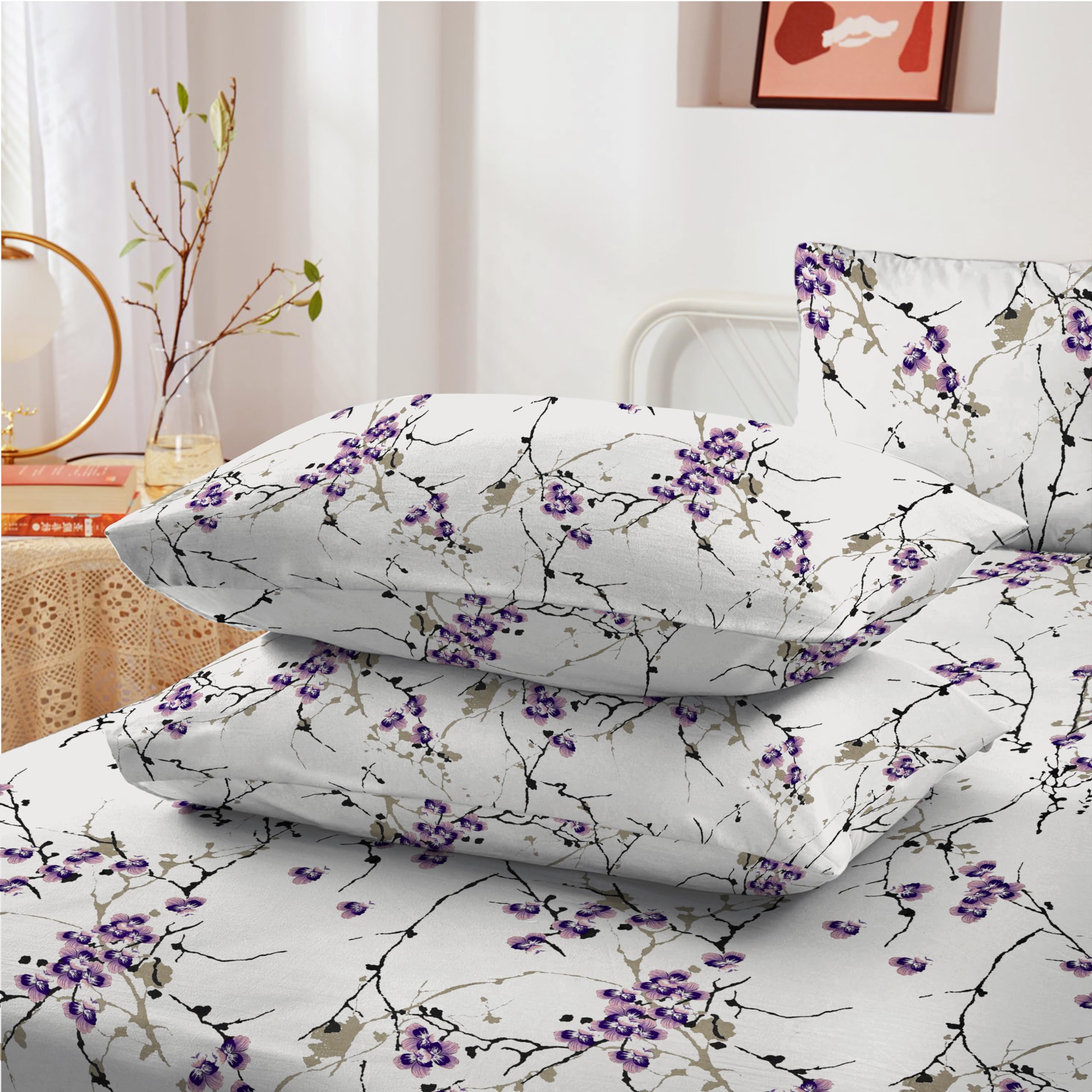 EverSoft Bedding 4-Piece Super King Duvet Cover Set, Exotic Lilac - Image 5
