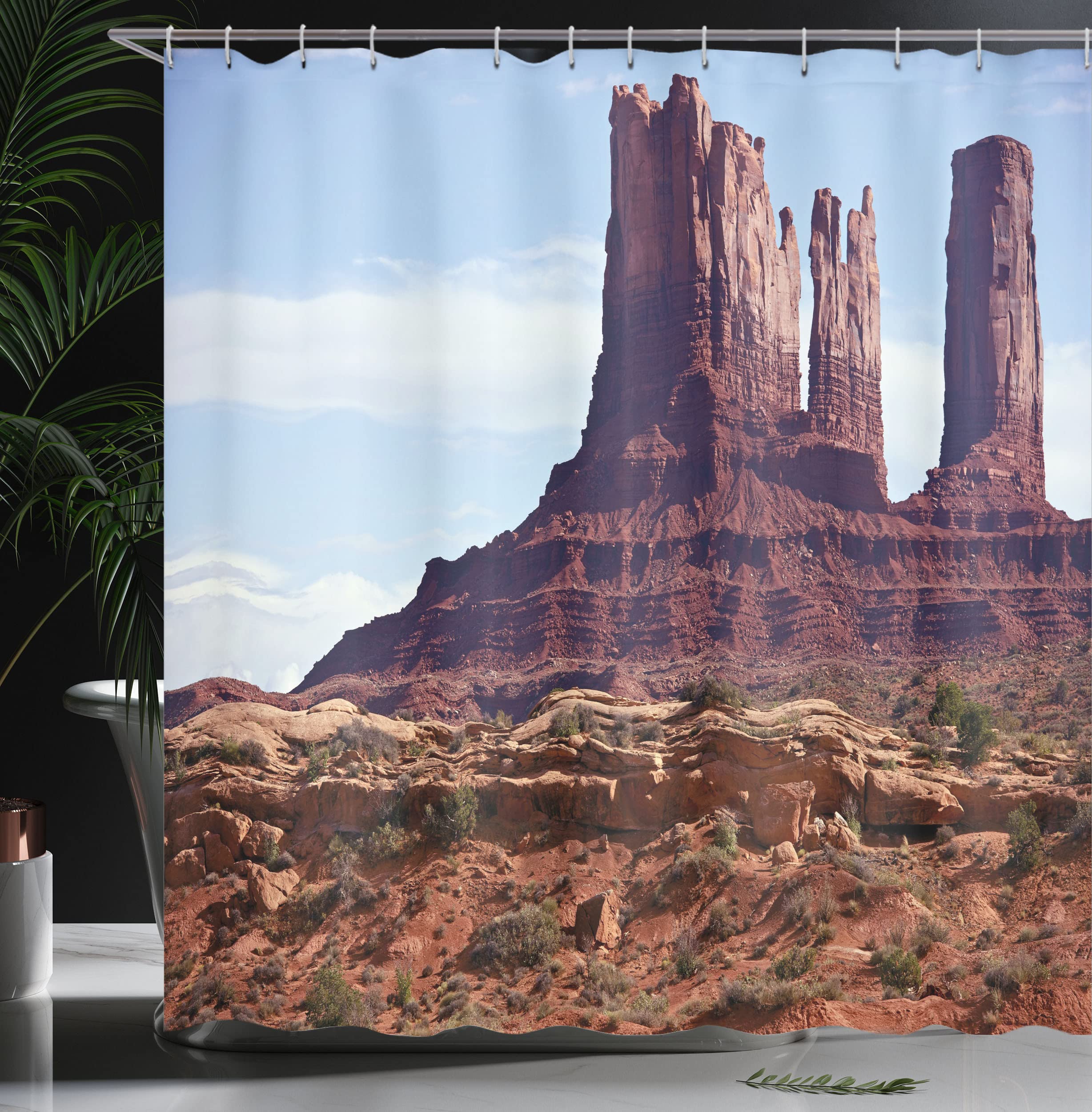 ABAKUHAUS Landscape Shower Curtain, Famous Monumental Valley Grand Canyon and Red Rocky Cliffs Usa Arizona Photo Print - Image 3