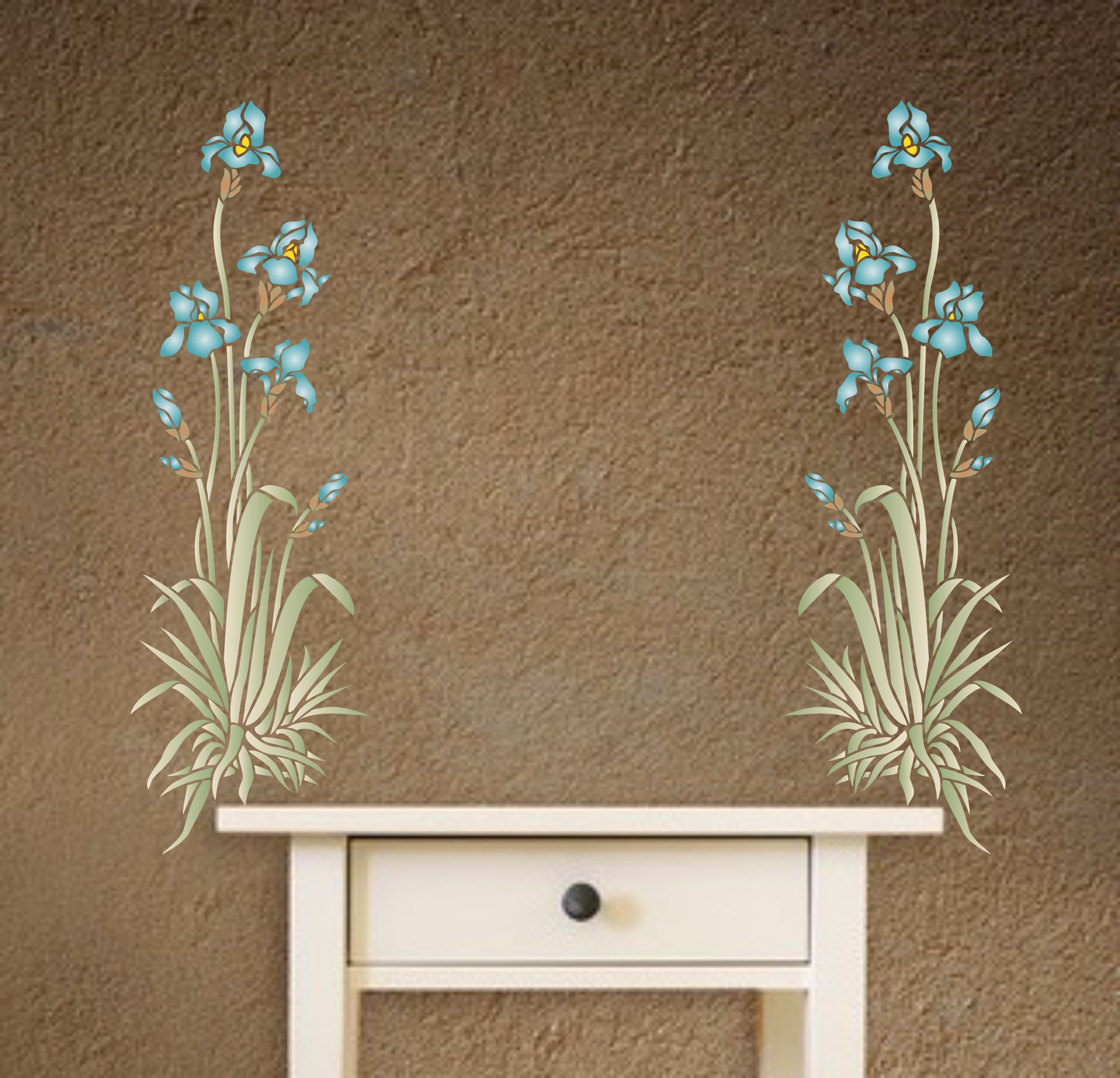 Iris Flower Wall Stencil - 6.5x20.5 Inch Reusable Template For Painting On Walls, Furniture, Fabric