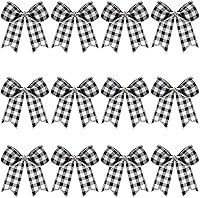 Vista 10 de WILLBOND 12 lazos decorativos de terciopelo de arpillera a cuadros de búfalo para coronas para envoltura de regalo, decoración de fiesta de Navidad