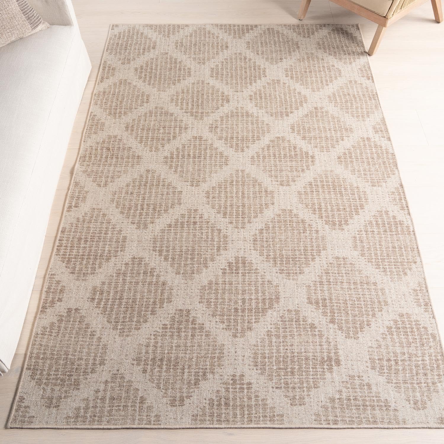 nuLOOM Katana Trellis 8'6" x 11'6" Machine Washable Wool Area Rug for Living Room Bedroom Dining Room Kitchen, Brown/Beige