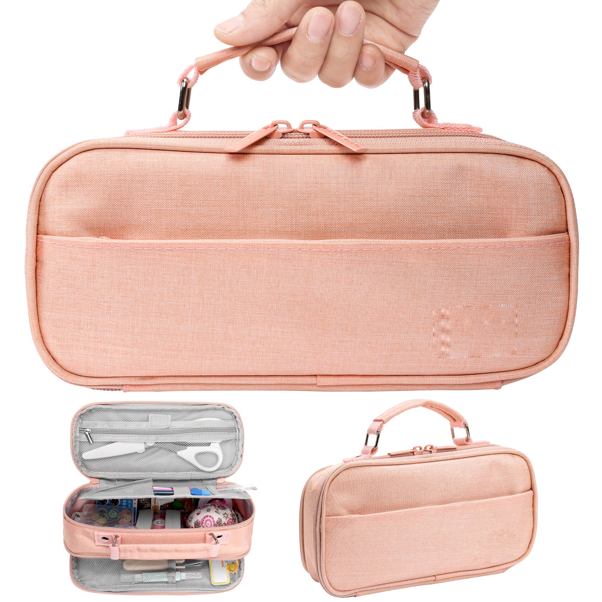 裁縫セット ソーイングセット 裁縫道具 裁縫箱 小学生用 ソーイングセット 裁縫練習 大人 裁縫バッグ 学校用 裁縫せっと 男の子 女の子 携帯便利大容量 家庭用 (ピンク)