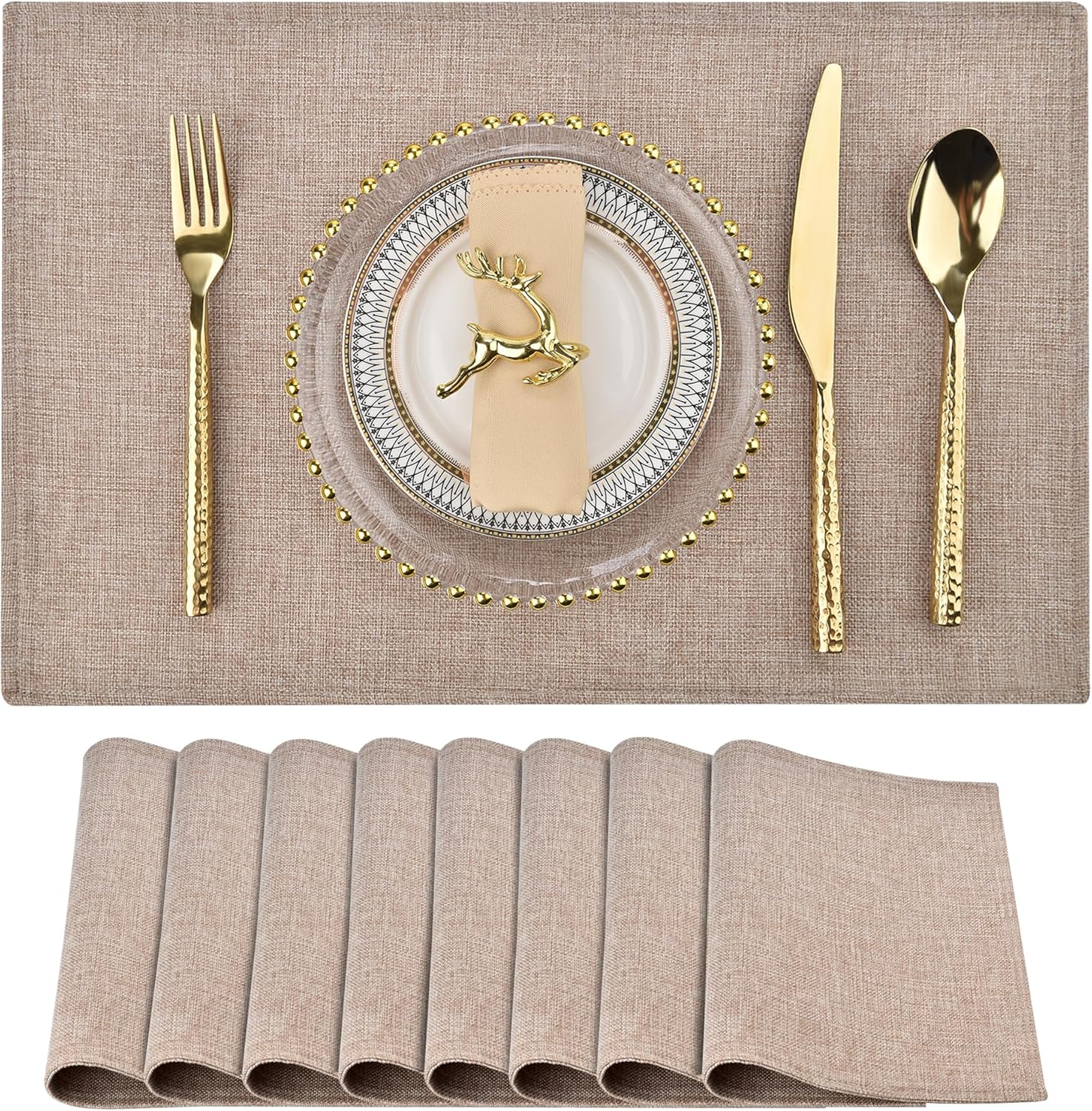 SLKQG Cloth Placemats Set of 8 Double Thickened Easy to