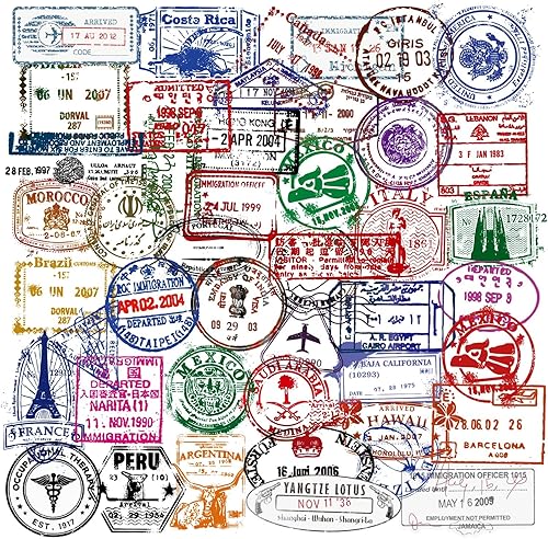 50 calcomanías con sello retro, calcomanías de viaje vintage, PVC, impermeables, transparentes, de vinilo, para equipaje, maletín de viaje, maleta,