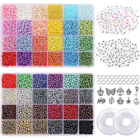 QUEFE 4mm Glass Seed Beads Bracelet Beads for Jewelry Making Kit