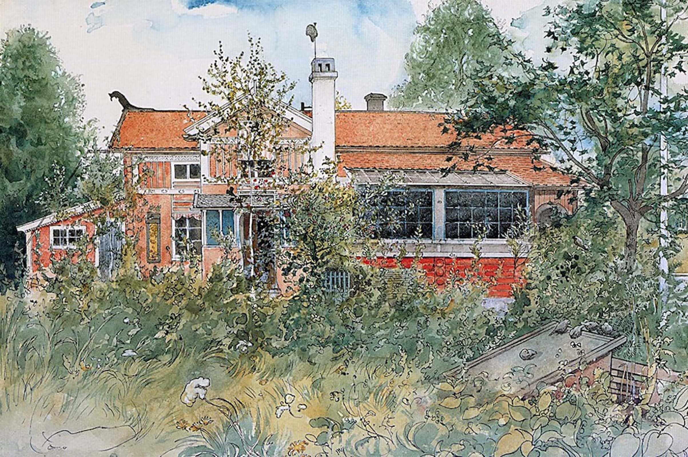 ARTXLXXBN Famous Print Painting Colorful Art Print the Cottage. From a Home by Carl Larsson Canvas Art Decorations for Home Decor 60x90cm