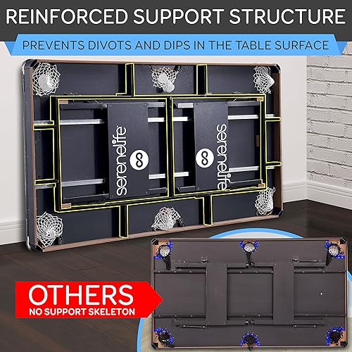 Miniatura 7 de SereneLife Mesa de billar plegable de 6 pies  Mejor en estabilidad  Marco de acero, pizarra totalmente soportada, soportes soldados para patas con