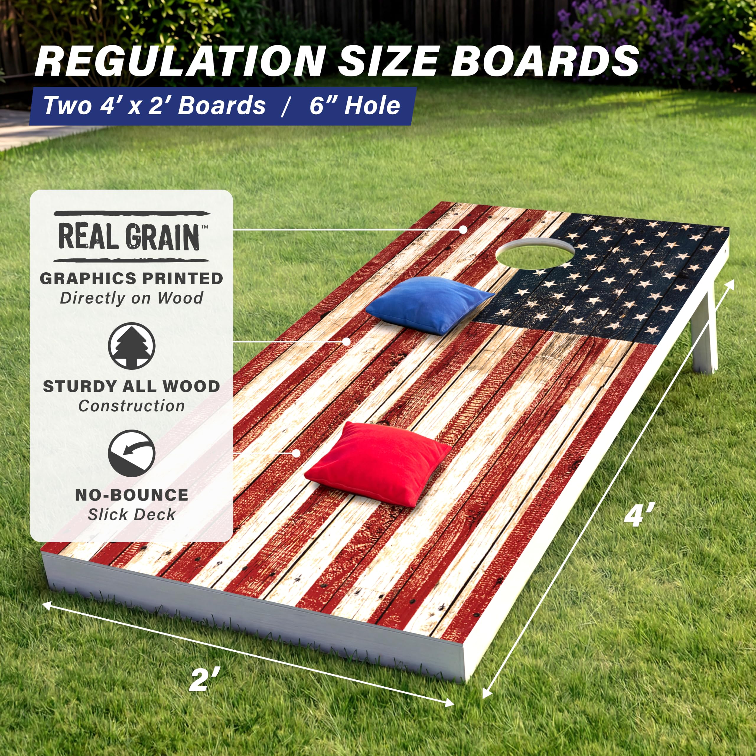 GoSports Classico set Cornhole – Contiene 8 pouf, custodia da viaggio e regole di gioco (a scelta stile)