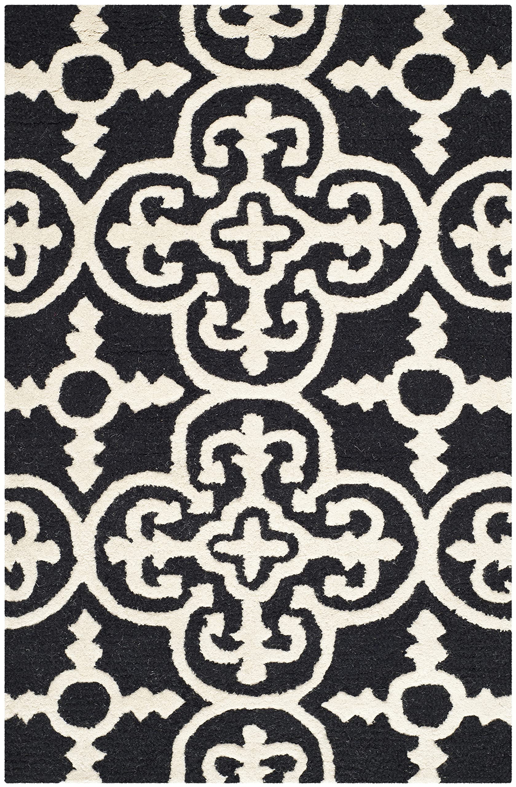 SAFAVIEH Cambridge Collection 2' x 3' Black/Ivory CAM133E Handmade Moroccan Premium Wool Accent Rug