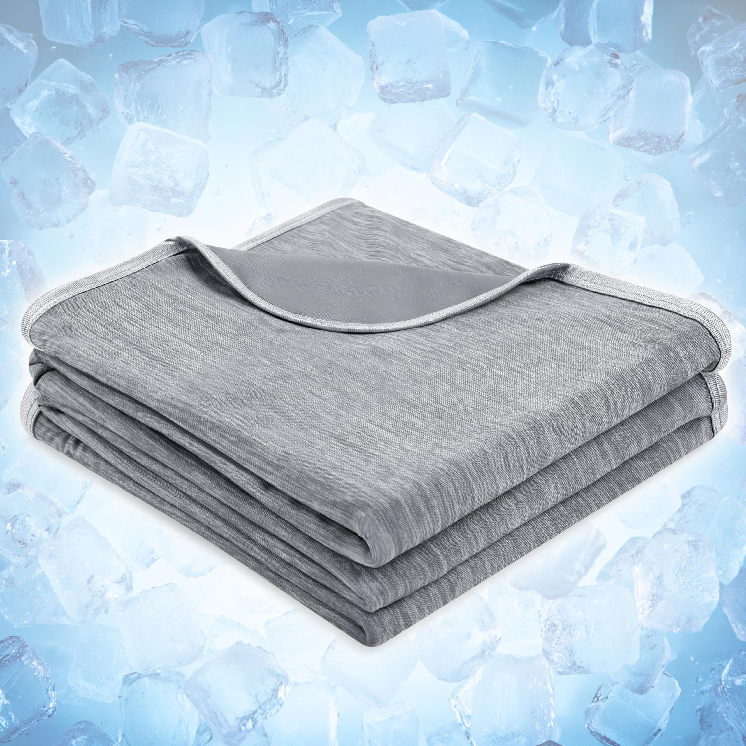 PAVILIA Cooling Blanket for Hot Sleepers, Arc-Chill Cooling Throw, Lightweight Cold Summer Blanket for Night Sweats & Hot Flashes, Breathable Cool to Touch for Couch Bed, Light Grey, 60x80inch, Twin