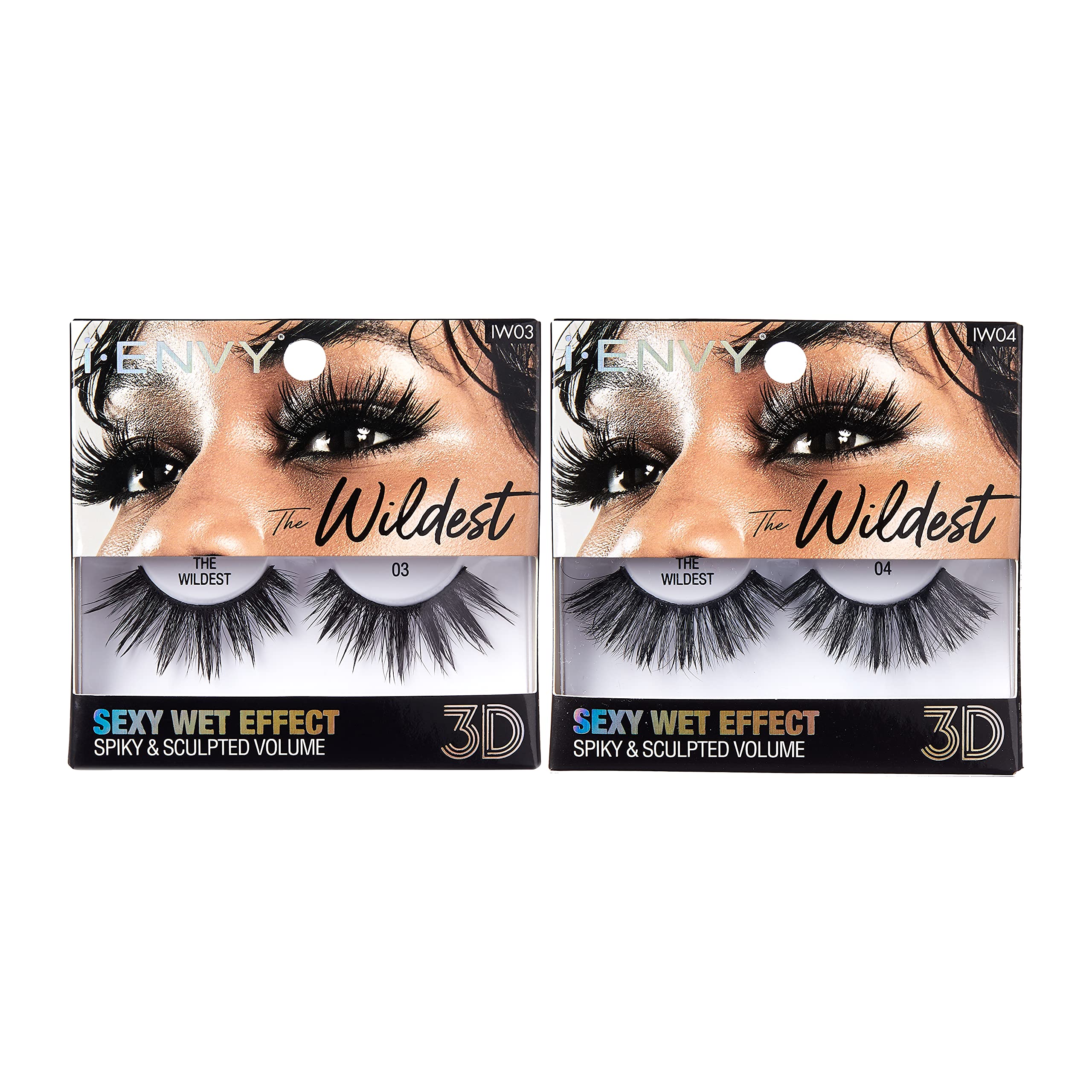 i-ENVY 2 Pairs False Lashes 2 Styles, Wet Look Lashes, The Wildest Spiky & Sculpted Volume 3D Lashes