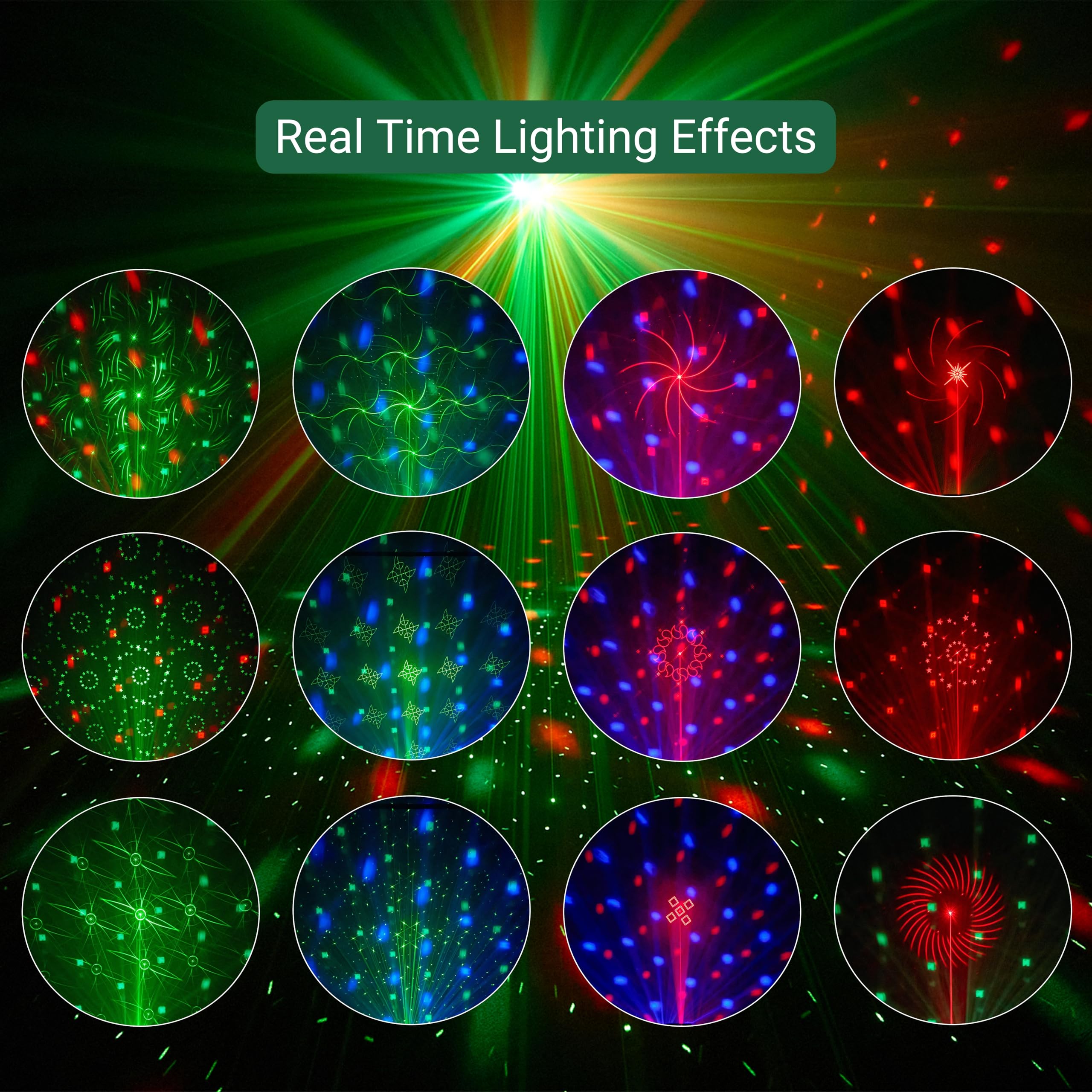 LED Disco Lights with Laser & Strobe, Sound Activated DJ Party Light with Remote - Image 2